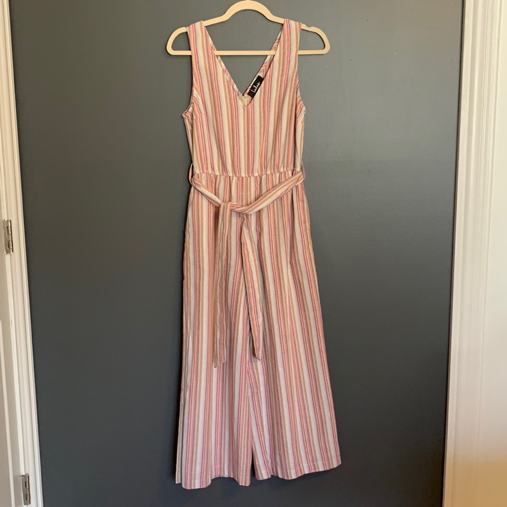 Lulu's Pink and White Striped Jumpsuit